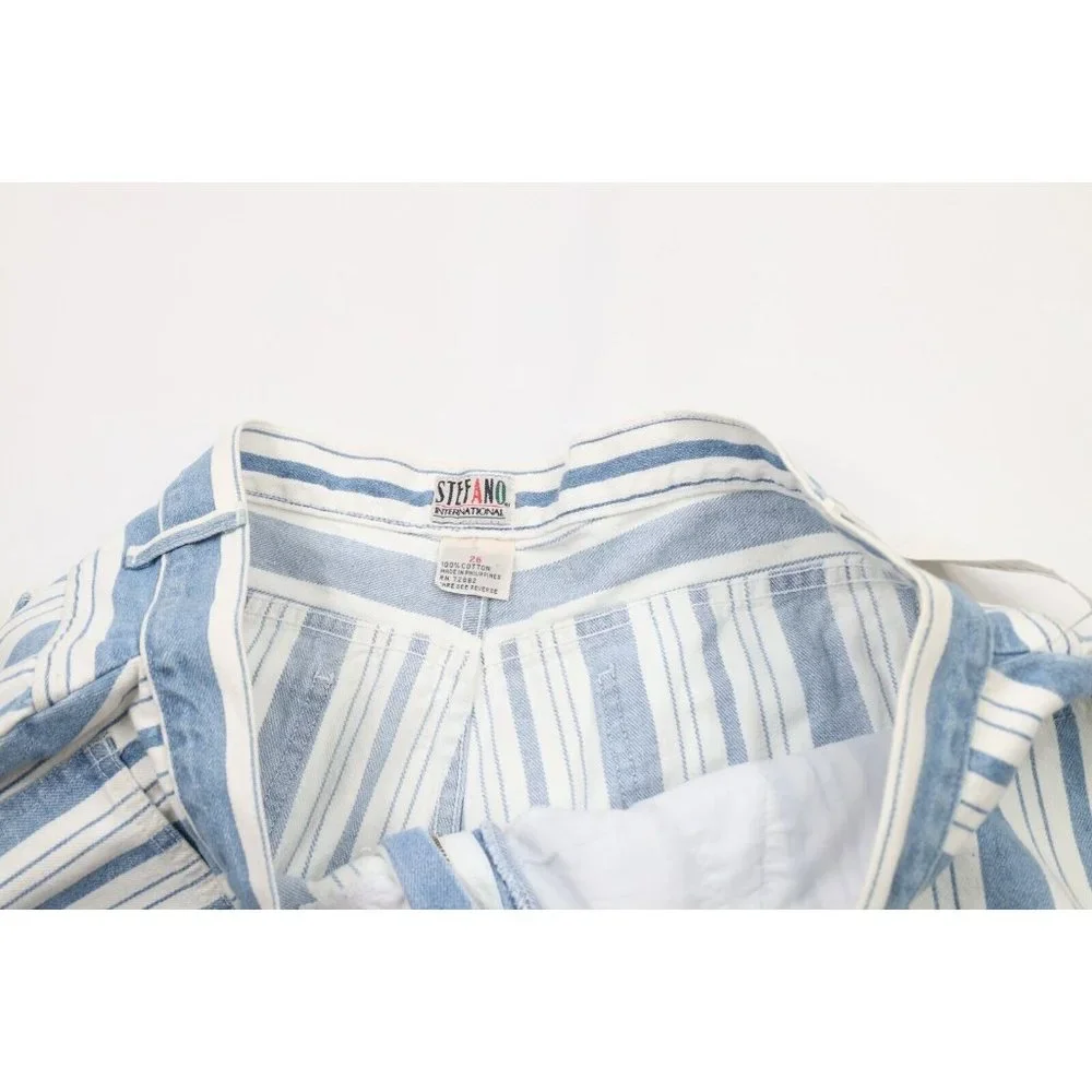 NOS Vintage 90s Streetwear Womens 26 Plus Striped Baggy Fit Denim Shorts Jorts